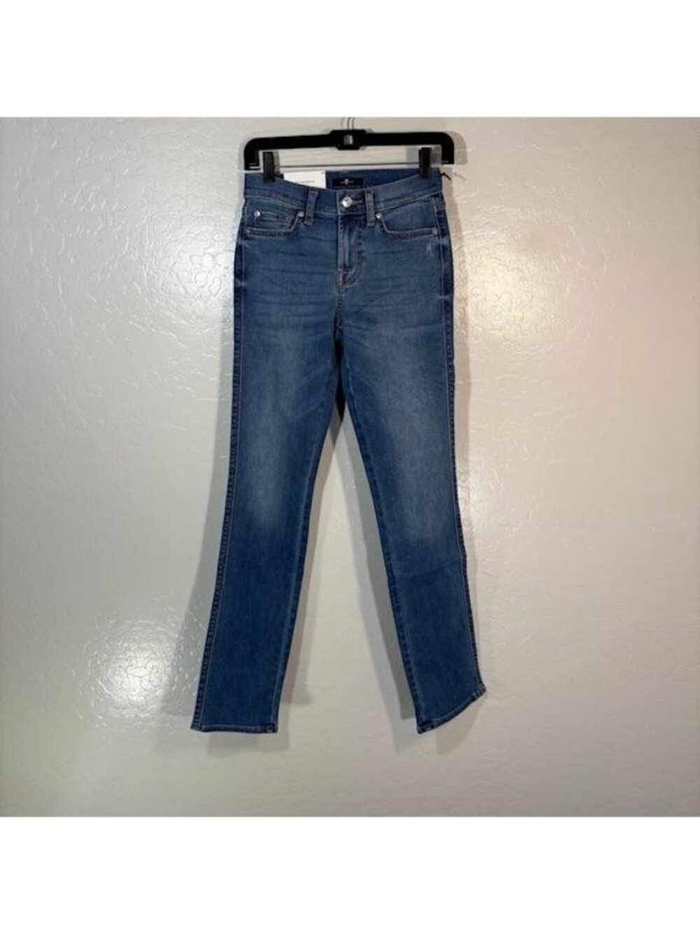 7 For All Mankind Kimmie Straight Jeans Womens 25 Blue Med Wash Slim Stretch